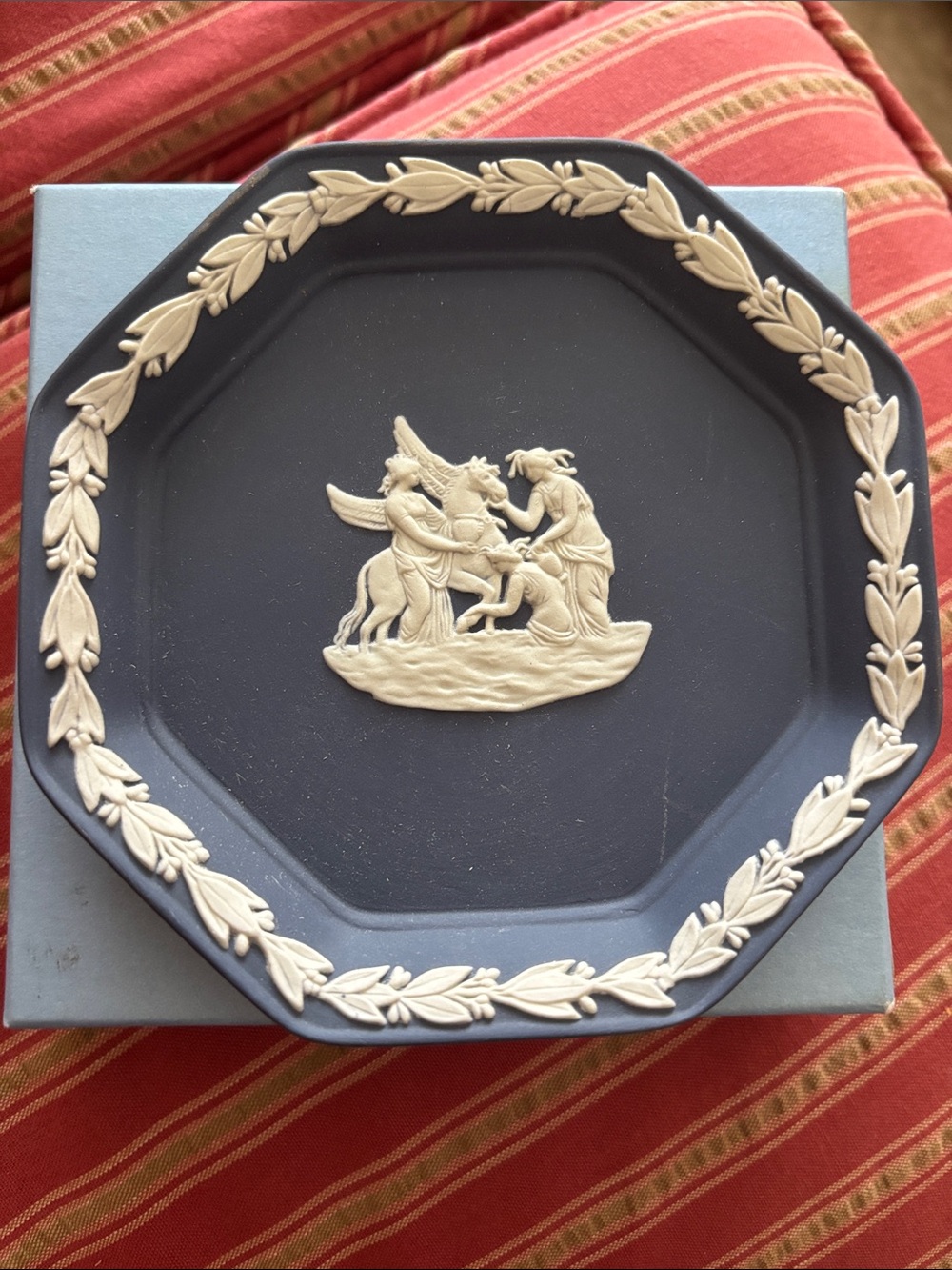Wedgwood Navy Blue Jasperware Octagonal Relief Plate